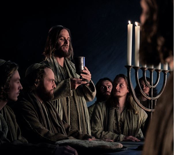 Szene Passionsspiele Oberammergau 2022: Jesus beim letzten Abendmahl