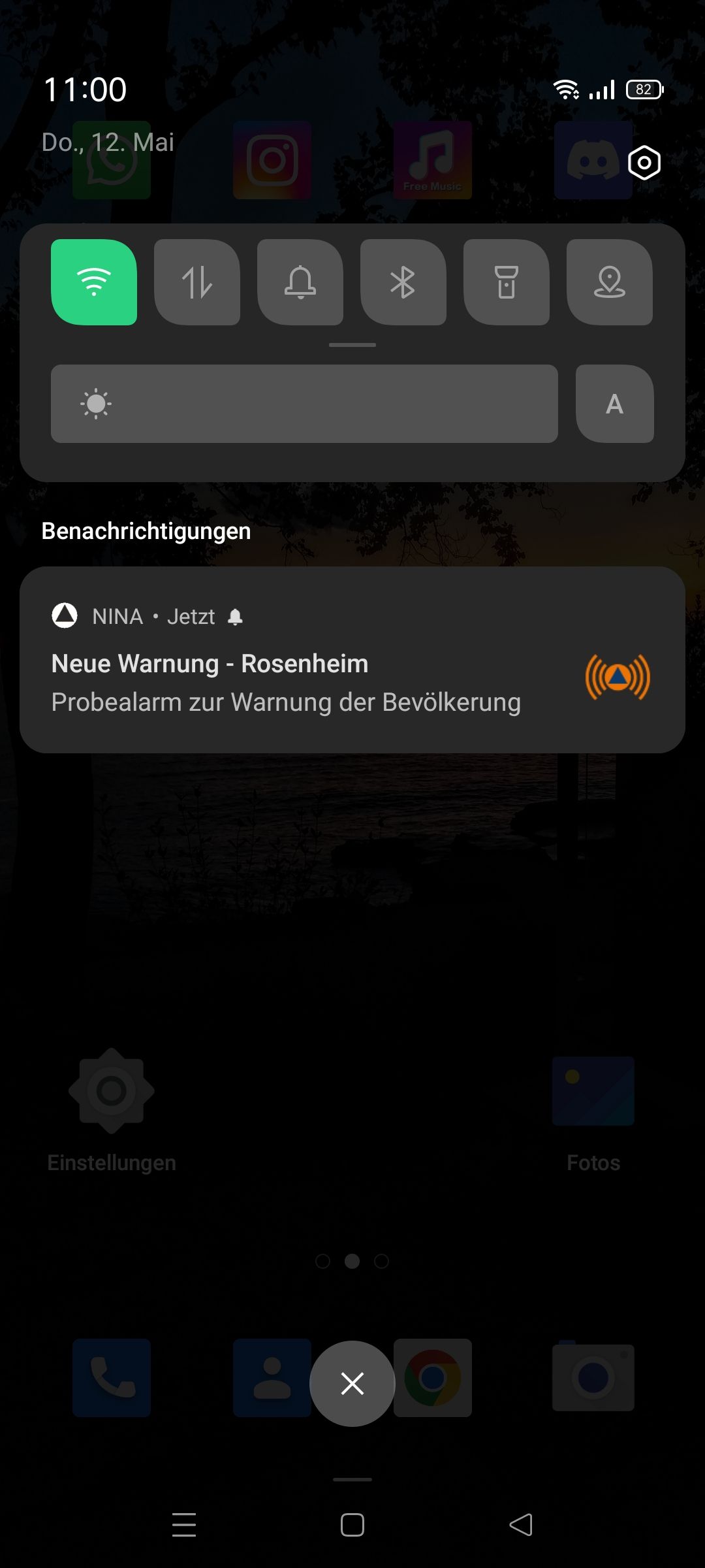 Screenshot von Handy mit Warnung
