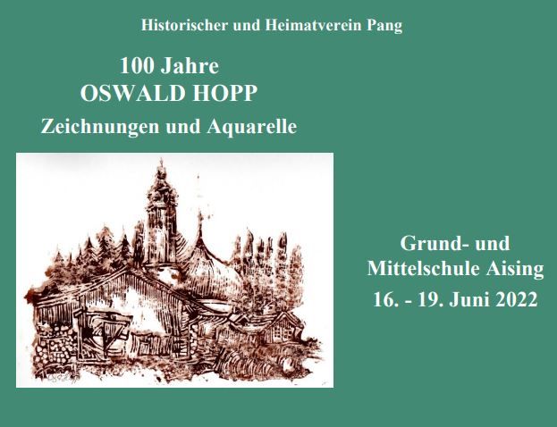 Plakat von Ausstellung Maler Oswald Hopp in Rosenheim