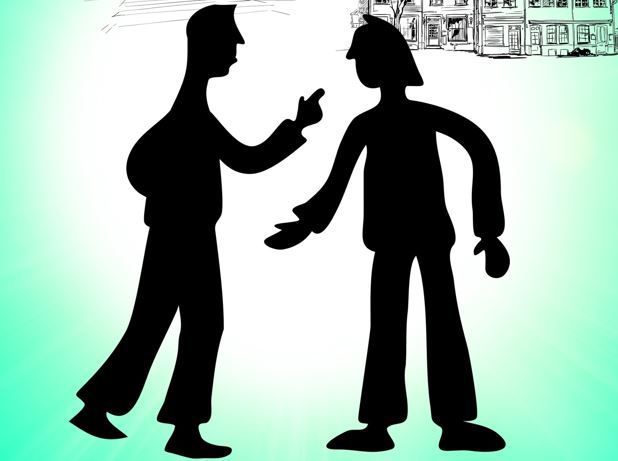 Zeichnung Zwei Schatten-Männer streiten sich