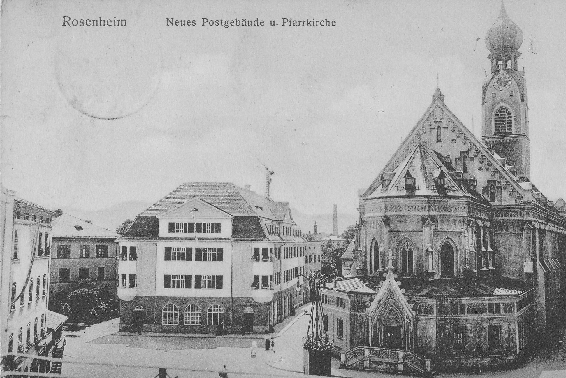 Blick auf Kirche St. Nikolaus und ehemalige Stadtkirche im Jahr 1911