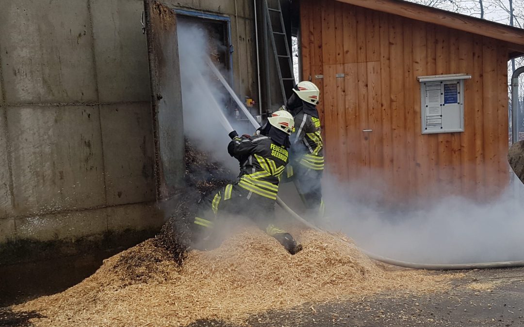 Schwierige Löscharbeiten im Späne-Silo