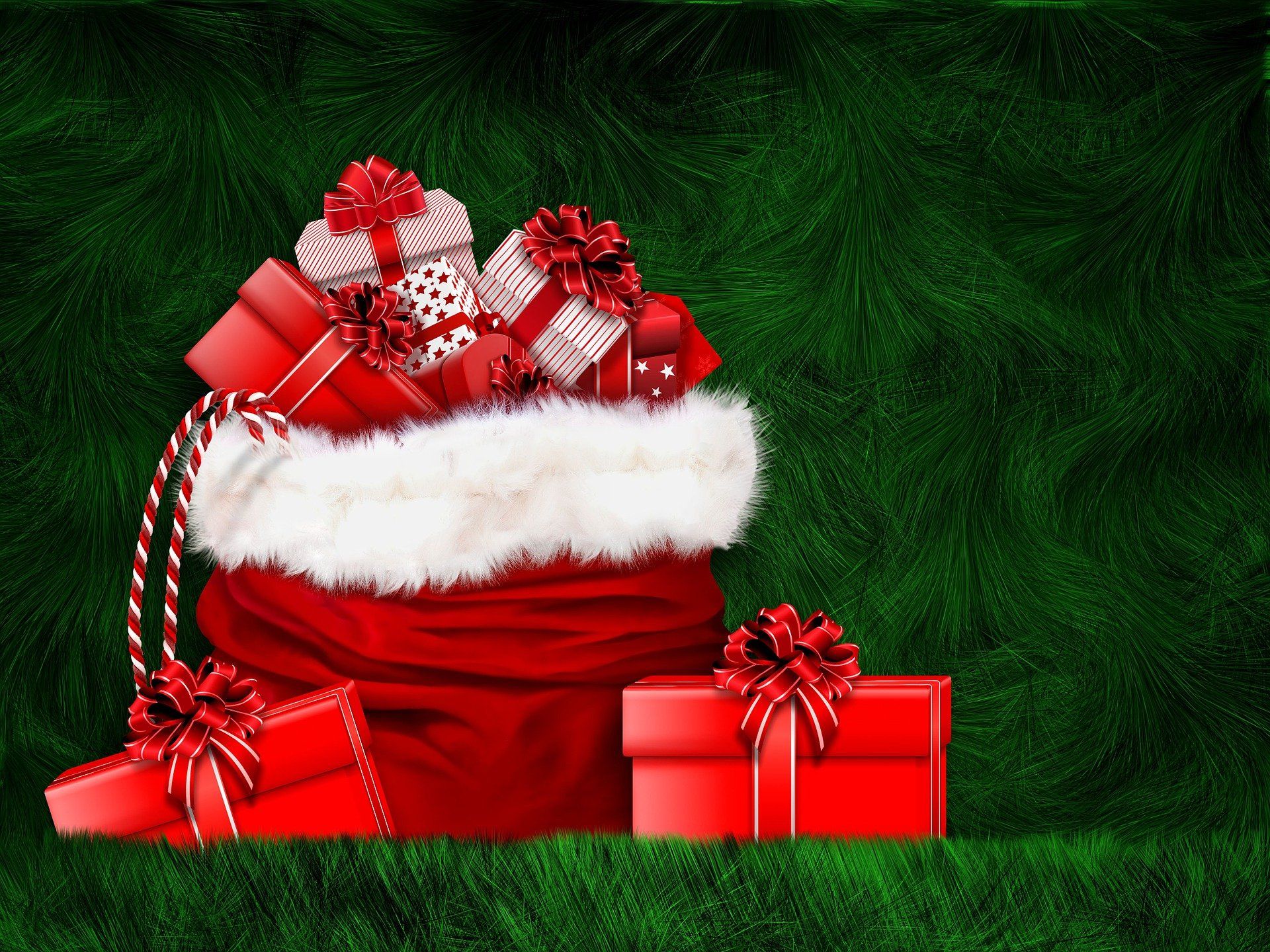 Roter Nikolaussack mit Geschenken