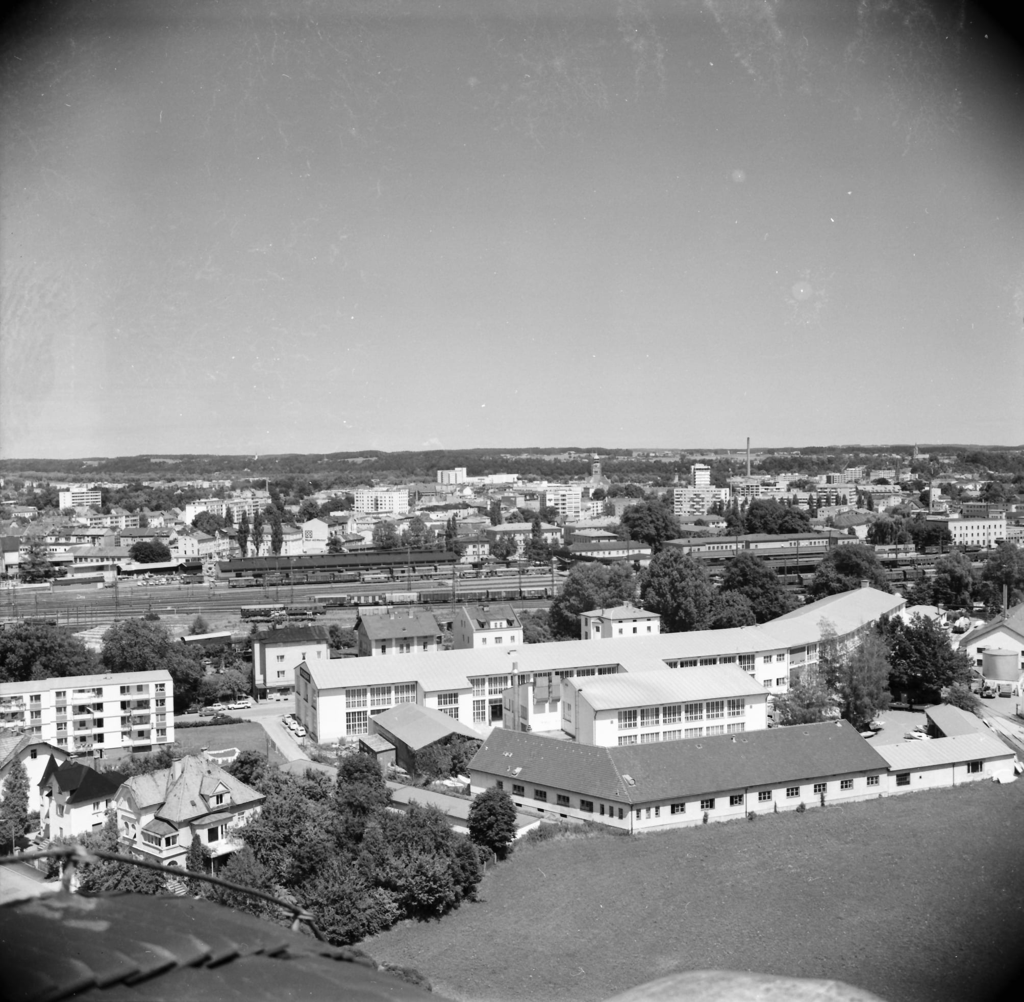 Panorama-Bild der Rosenheimer Innenstadt im Jahr 1973
