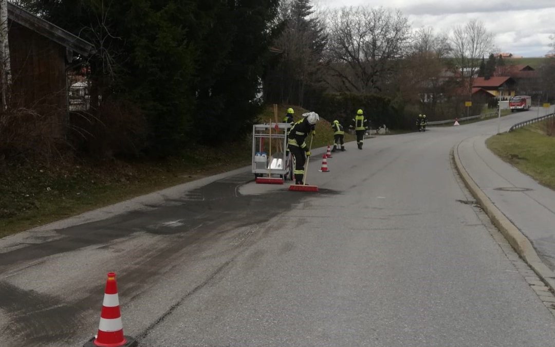 Pkw verliert schlagartig Benzin auf Kreisstraße