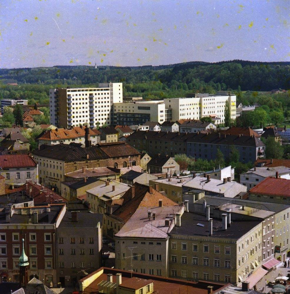 Panoramabild Rosenheim , fotografiert vom Kirchturm St. Nikolaus aus im Jahr 1973. Foto: Archiv Herbert Borrmann