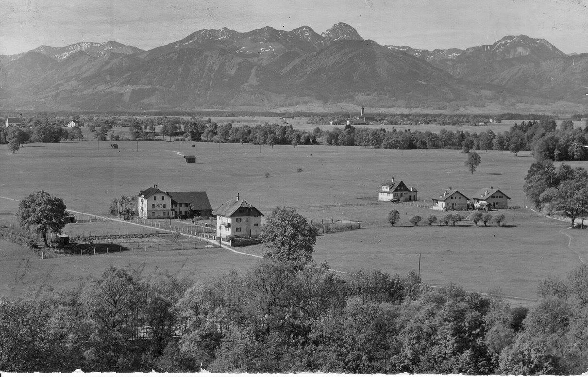 Blick auf das Rosenheimer Stadtteil Aisingerwies in der Zeit um ca. 1910