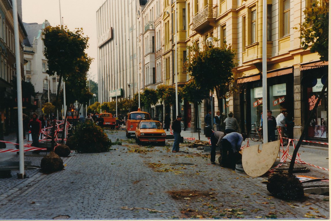 Entstehung Fußgängerzone Rosenheim im Jahr 1986. Foto: Archiv Herbert Borrmann