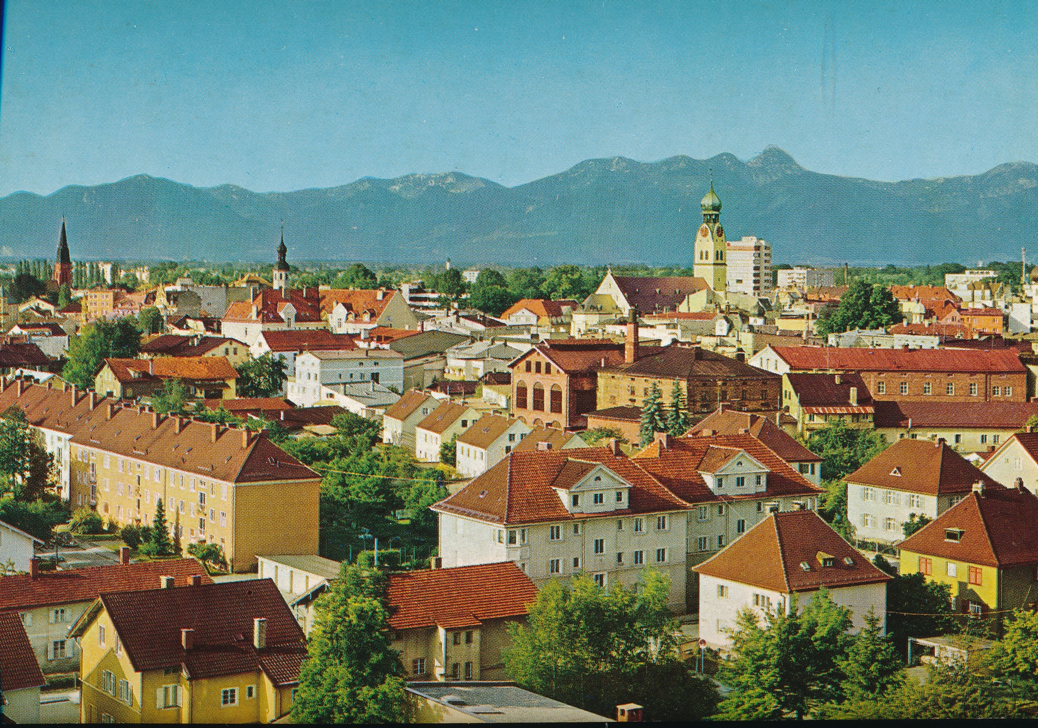 Luftaufnahme Stadt Rosenheim in den 1970er Jahren. Foto: Archiv Herbert Borrmann