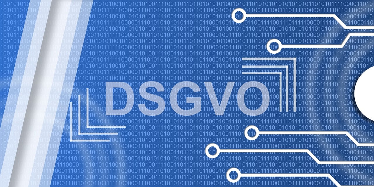 Bild mit Schrift DSGVO, Hintergrund blau