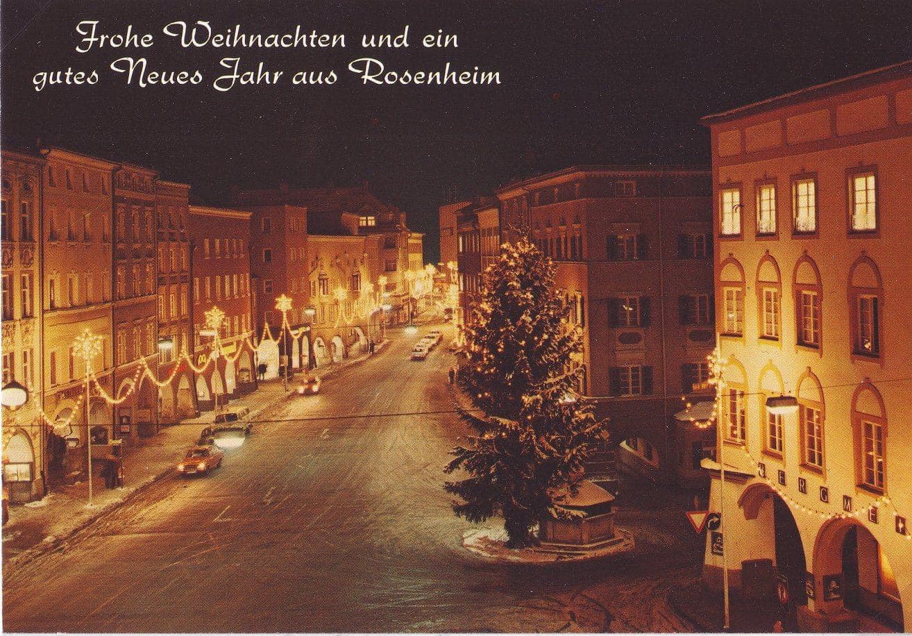 Weihnachtspostkarte Rosenheim aus den 1980er Jahren. Foto: Archiv Herbert Borrmann