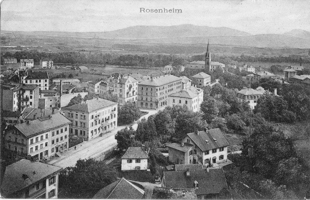 Königstraße in Rosenheim, Luftaufnahme, Archiv: Herbert Borrmann