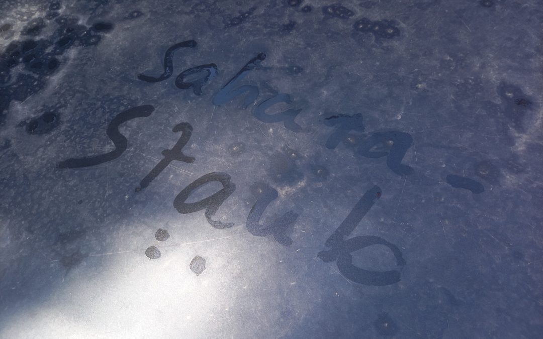 Nach Regen: Himmel wieder blau, Sahara-Sand am Boden