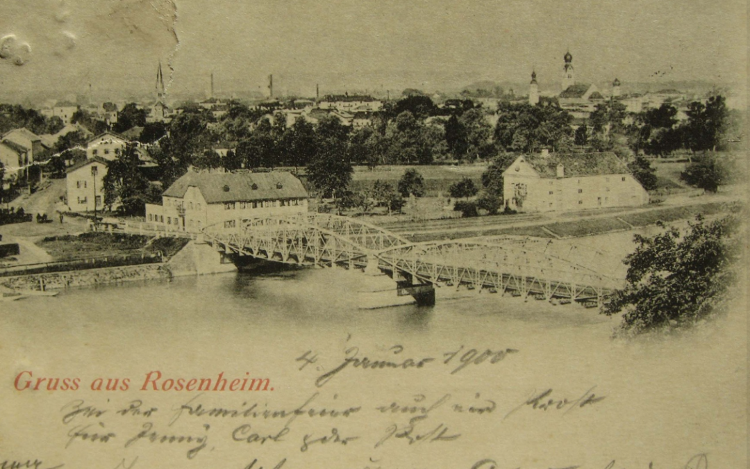 Innbrücke, Rosenheim, um 1900