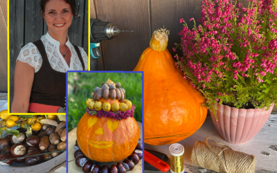 Deko-Ideen von Floristin Katrin Föstl: Kürbisgeist mit Herbstfrisur