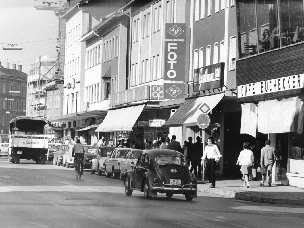 Münchener Straße Münchener Straße in Rosenheim im Jahr 1970. Foto: Archiv Herbert Borrmann