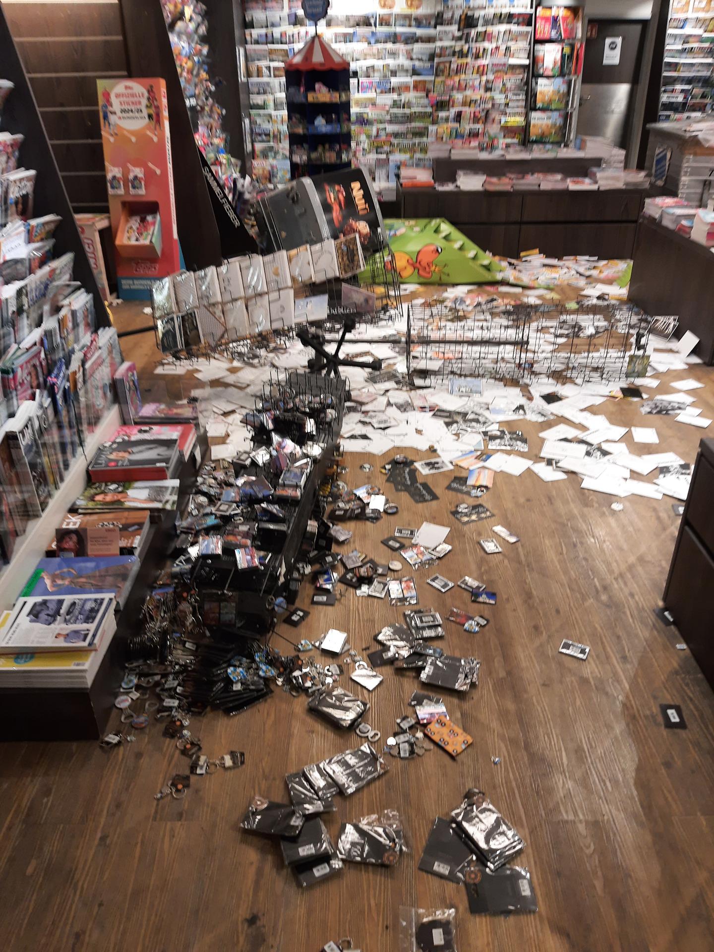 Verwüstung im Ladengeschäft Verwüstung in einem Laden im Münchner Ostbahnhof. Foto: Bundespolizei