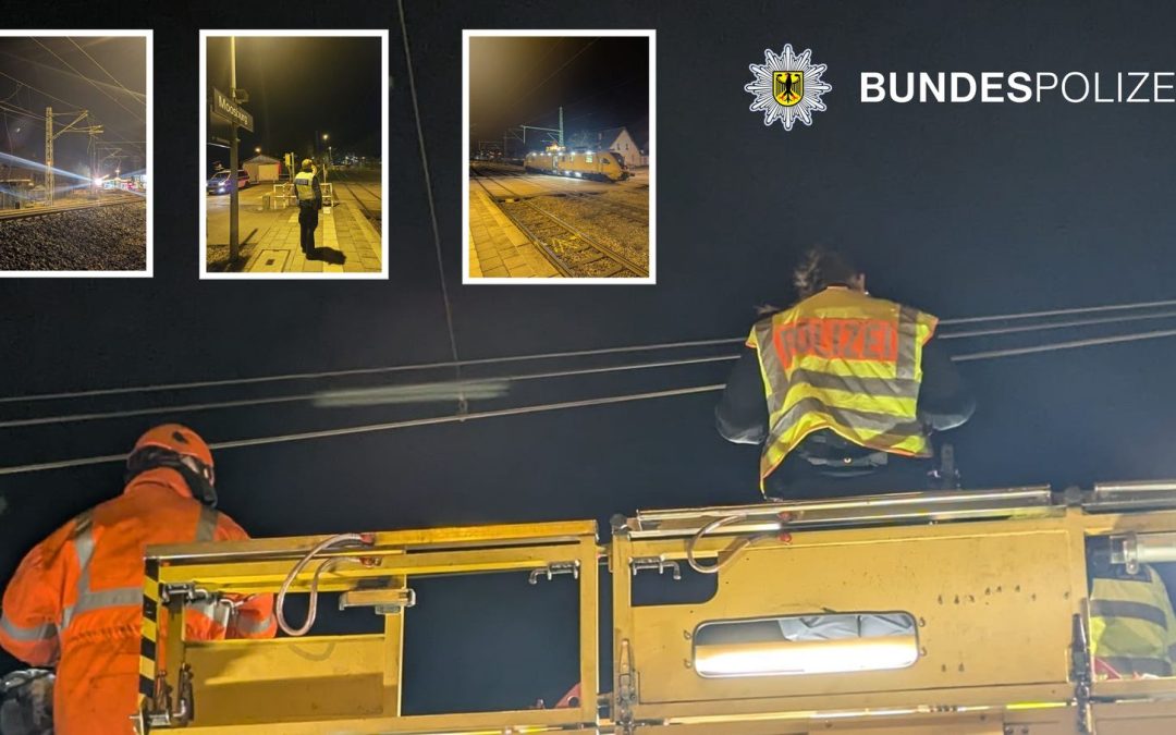 Bundespolizei München: Tragseil der Bahnoberleitung gerissen