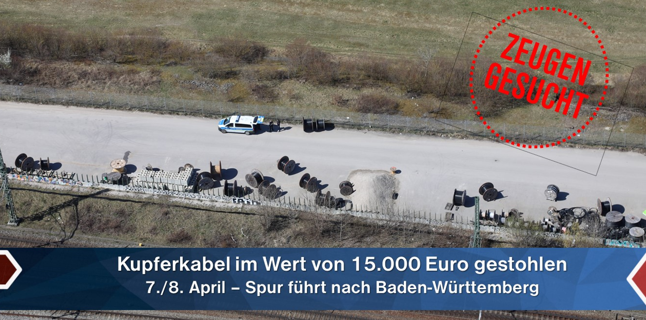 Bundes Kupferkabel im Wert von 15.000 Euro wurden auf einem Betriebsgelädne der Deutschen Bahn AG in München-Riem gestohlen. Foto: Bundespolizei