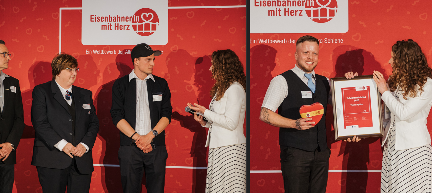 Eisenbahner mit HErz Eisenbahner mit Herz: Rechts Benjamin Bannert und links Thomas Spilker. Foto: Allianz pro Schiene-Sascha Hilgers