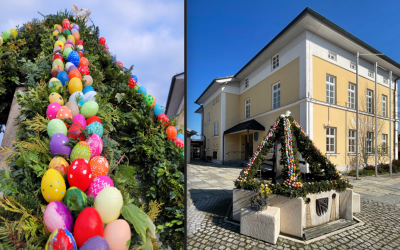 Hunderte bunte Eier für den Eggstätter Rathausplatz