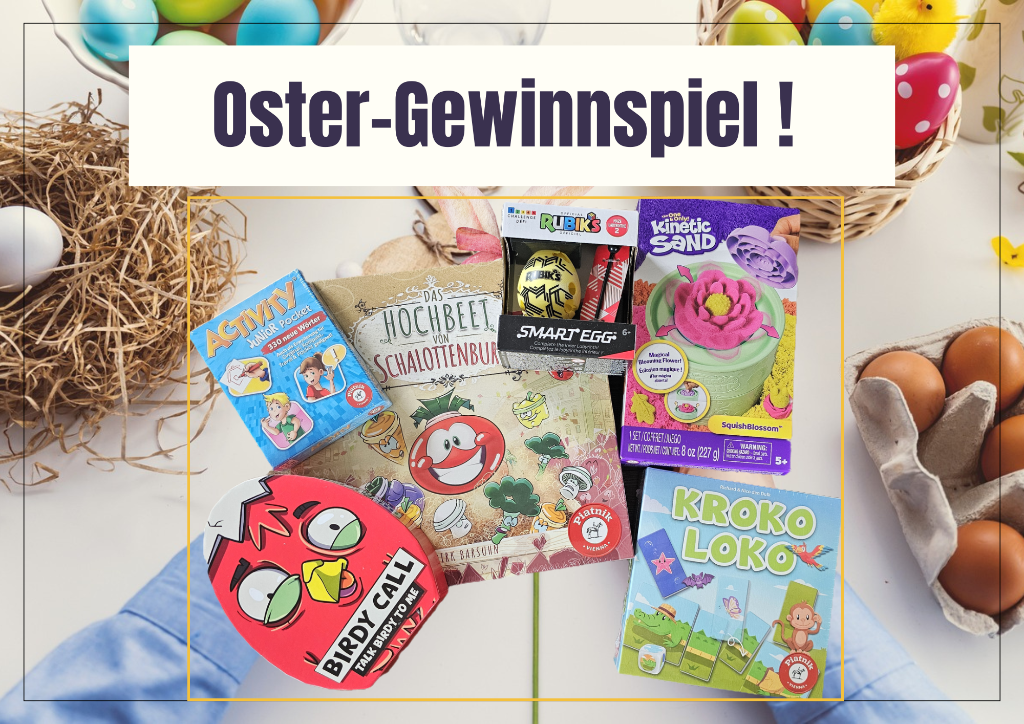 Ostern Gewinner Urkunde Sieg Wettkampf Osterei Hase Querformat Illustration Oster-Gewinnspiel 2025 von Innpuls.me. Wir verlosen 6 Spieleideen für die Osterzeit. Foto: Josefa Staudhammer
