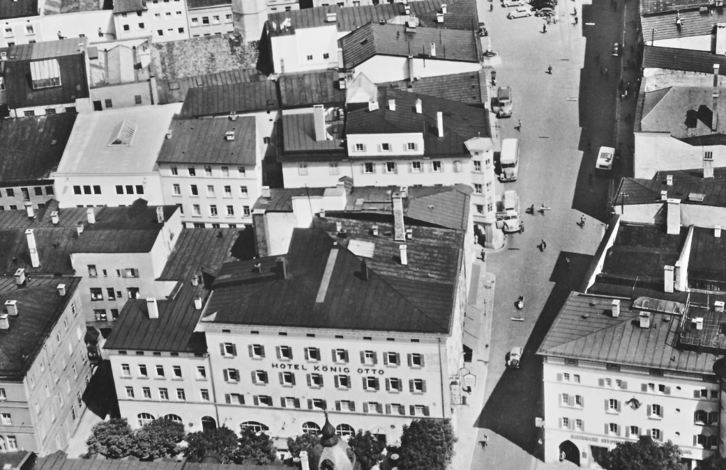 Rosenheimer Innenstadt, Luftaufnahme, ca. 1950
