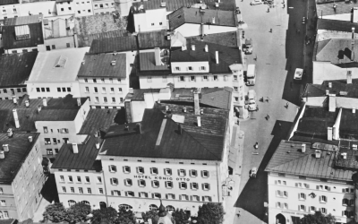 Rosenheimer Innenstadt, Luftaufnahme, ca. 1950