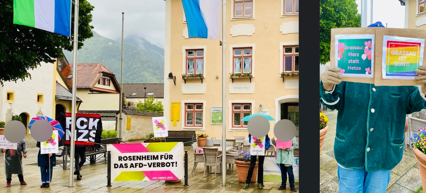 verbot. haupt x Kampagne und Kundgebung gegen die AfD beim Heftersaal in Grassau. Fotos: AfD Verbot Jetzt Rosenheim