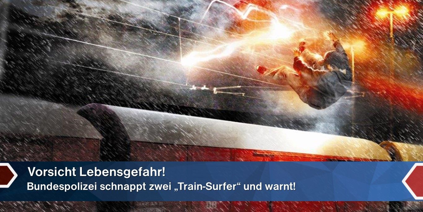 250727_Train-Surfer "Train-Surfen" - Die Münchner Bundespolizei warnt vor den Gefahren, zu denen u. a. Einsatzkosten für polizeiliche ode auch Maßnahmen der Eisenbahnverkehrsunternehmen kommen können. Foto: Symbolfoto Bundespolizei