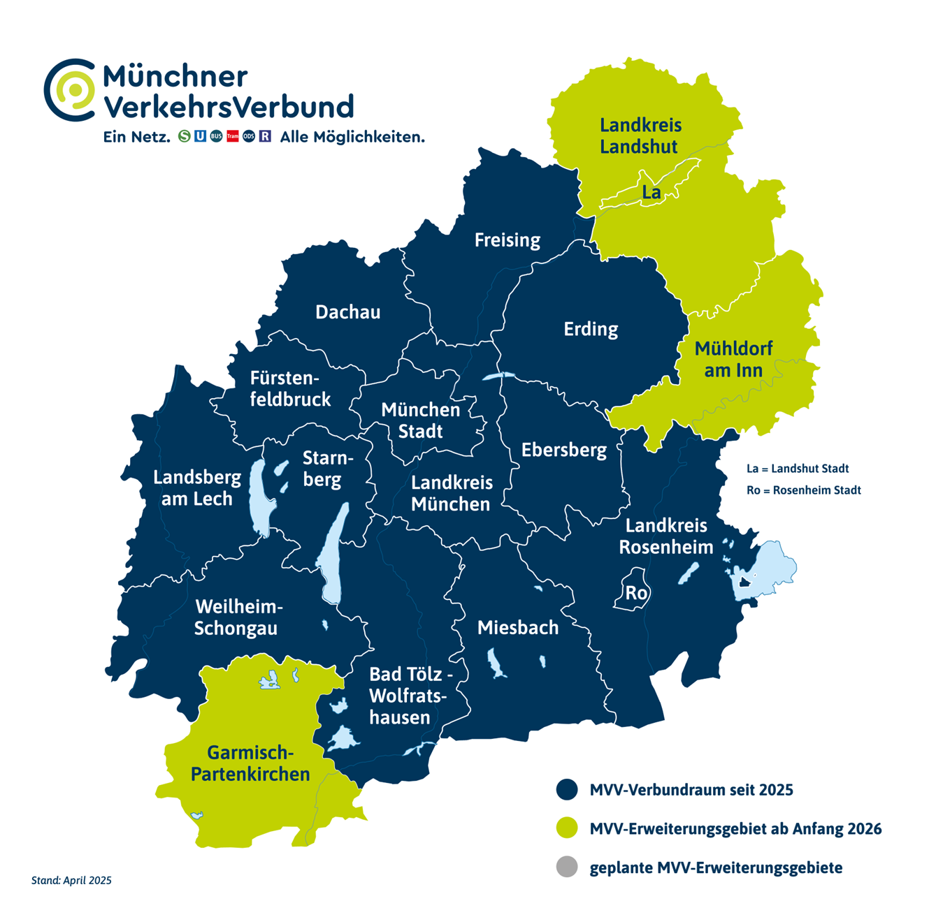 Übersichtskarte mit MÜH Übersicht Münchner Verkehrsverbund: Grafik: MVV