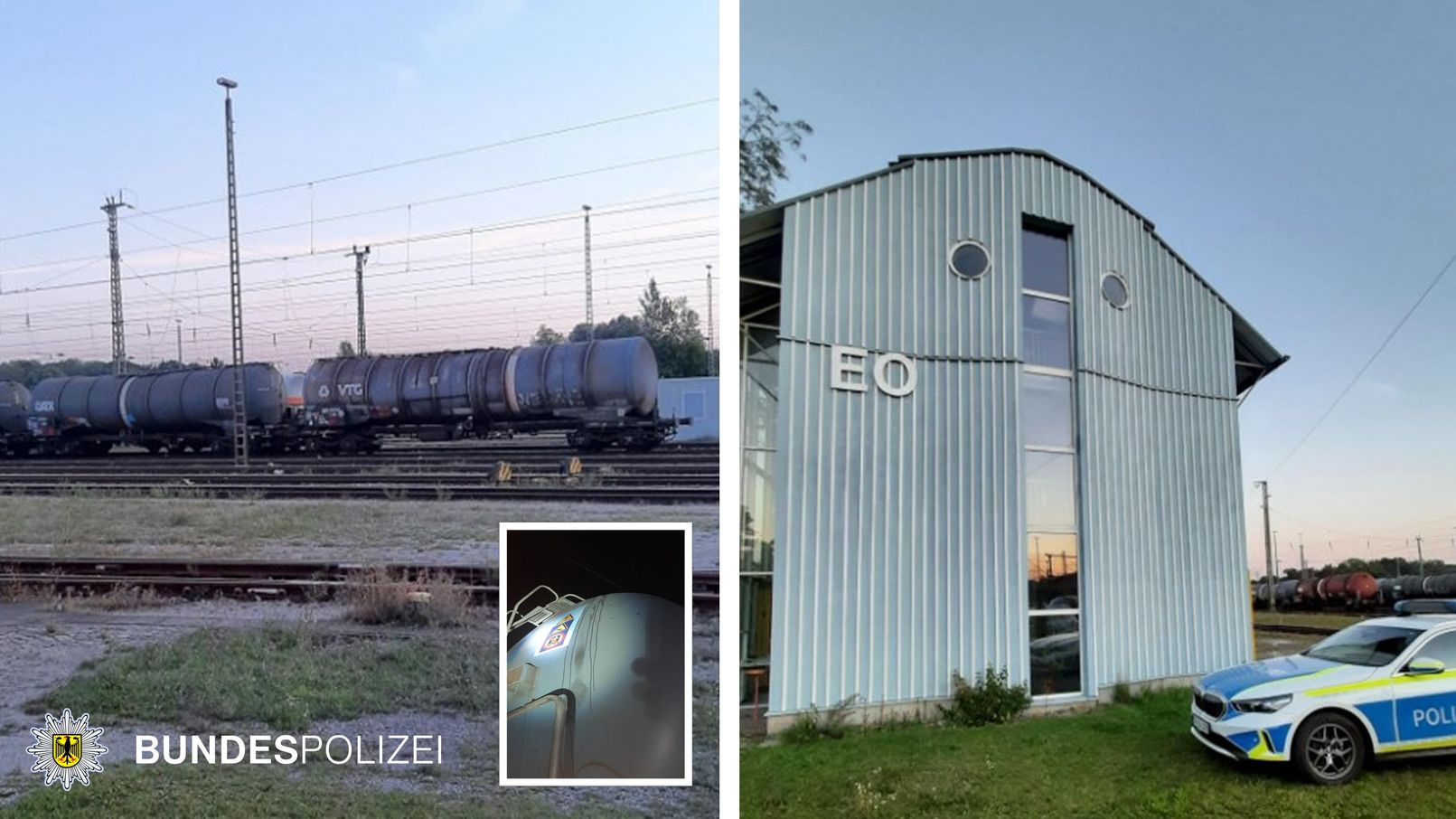 250811_Rbf_Strom 30-jähriger am Rangierbahnhof München Nord nach Stromunfall lebensbedrohlich verletzt. Die Bundespolizei warnt eindringlich vor dem Betreten von Bahnanlagen bzw. dem Besteigen von Güterwagons. Foto: Bundespolizei