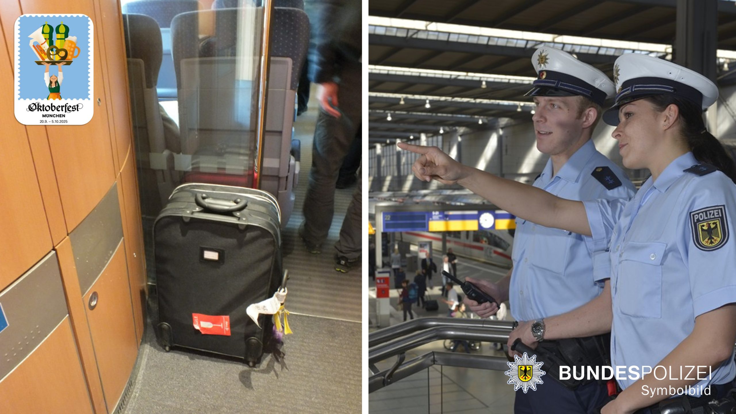250920_Wien_242 190 Münchner Oktoberfest: Warnung der Bundespolizei vor Taschendieben bei der An- wie Abreise in öffentlichen Verkehrsmitteln und Bahnhöfen. Foto: Bundespolizei