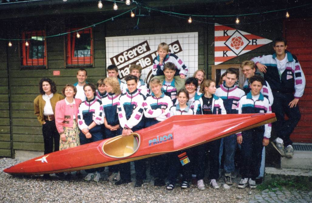 KKR-Rennmannschaft 1992 Die KKR-Rennmannschaft im Jahr 1992. Foto: Copyright Kajak-Klub Rosenheim