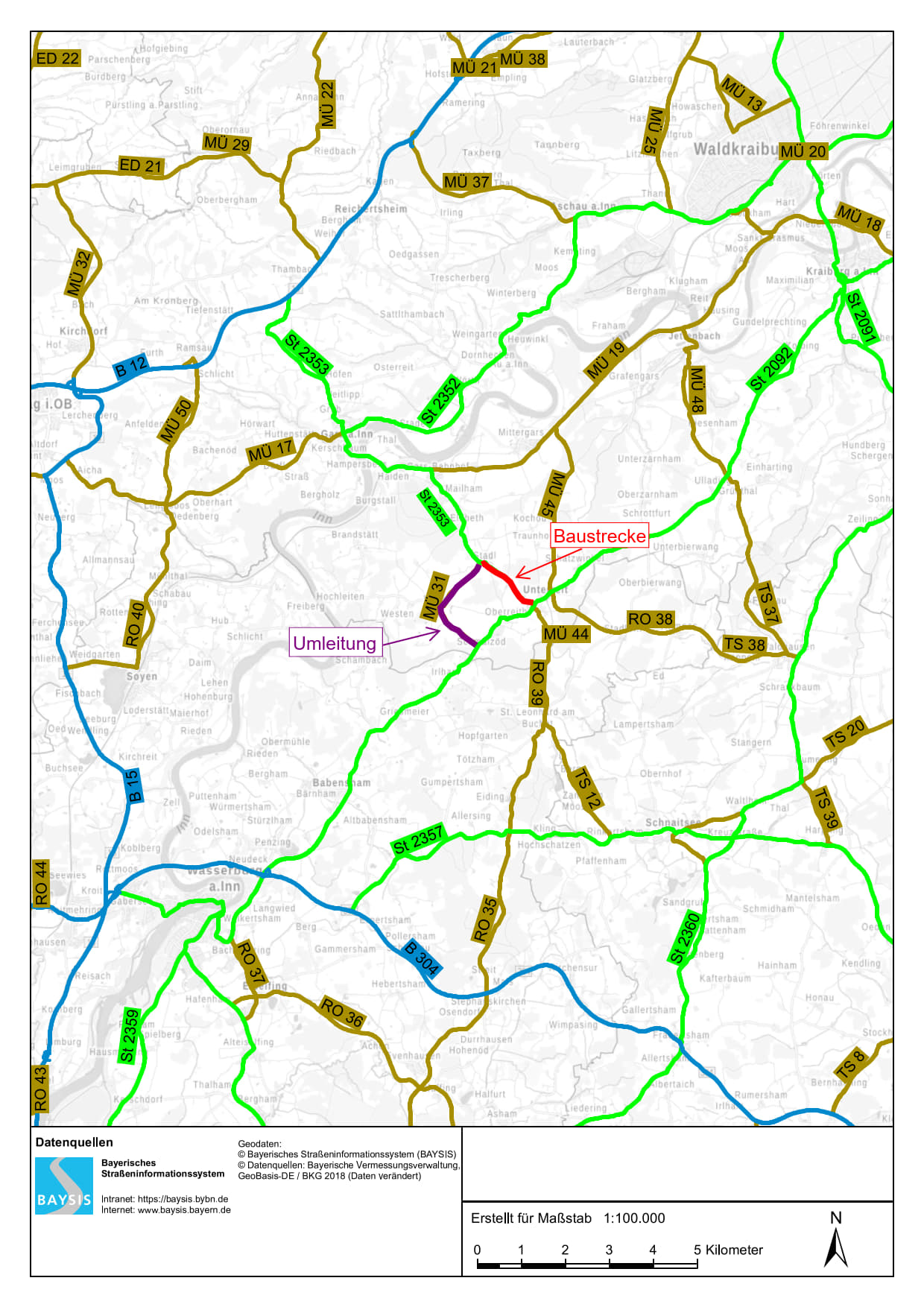 Umleitungsplan: Staatliches Bauamt Rosenheim