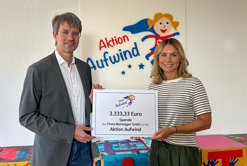 Firma Bensegger spendet 3.333,33 Euro an Aktion Aufwind