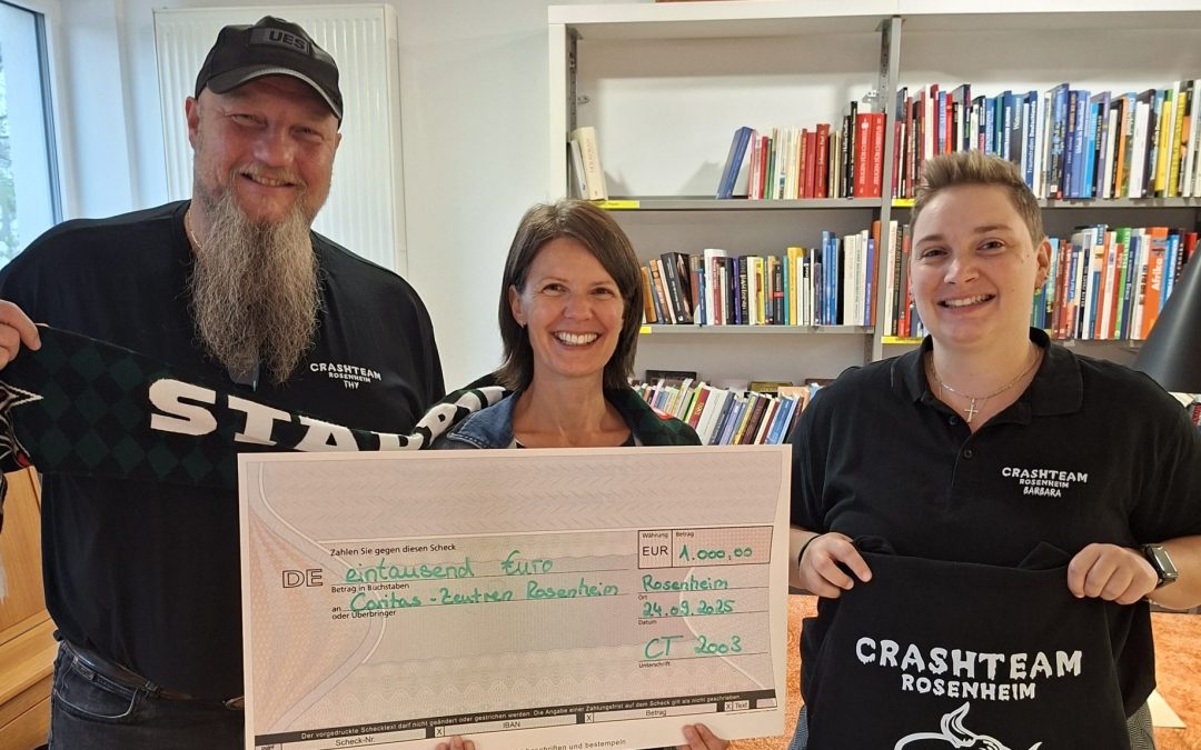 Crashteam Rosenheim spendet 1.000 Euro an Sozialpsychiatrischen Dienst der Caritas
