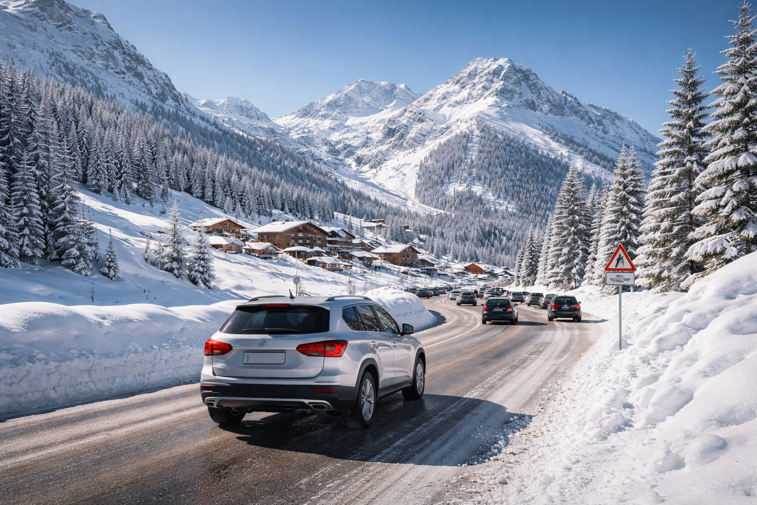 ChatGPT Image 28. Dez. 2025, 10_28_41 Winterurlaub in Österreich? Für Autofahrer gibt es da einiges zu beachten. Foto: ai