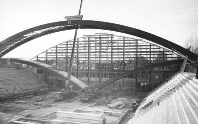 Bau der Rosenheimer Eishalle, 1973
