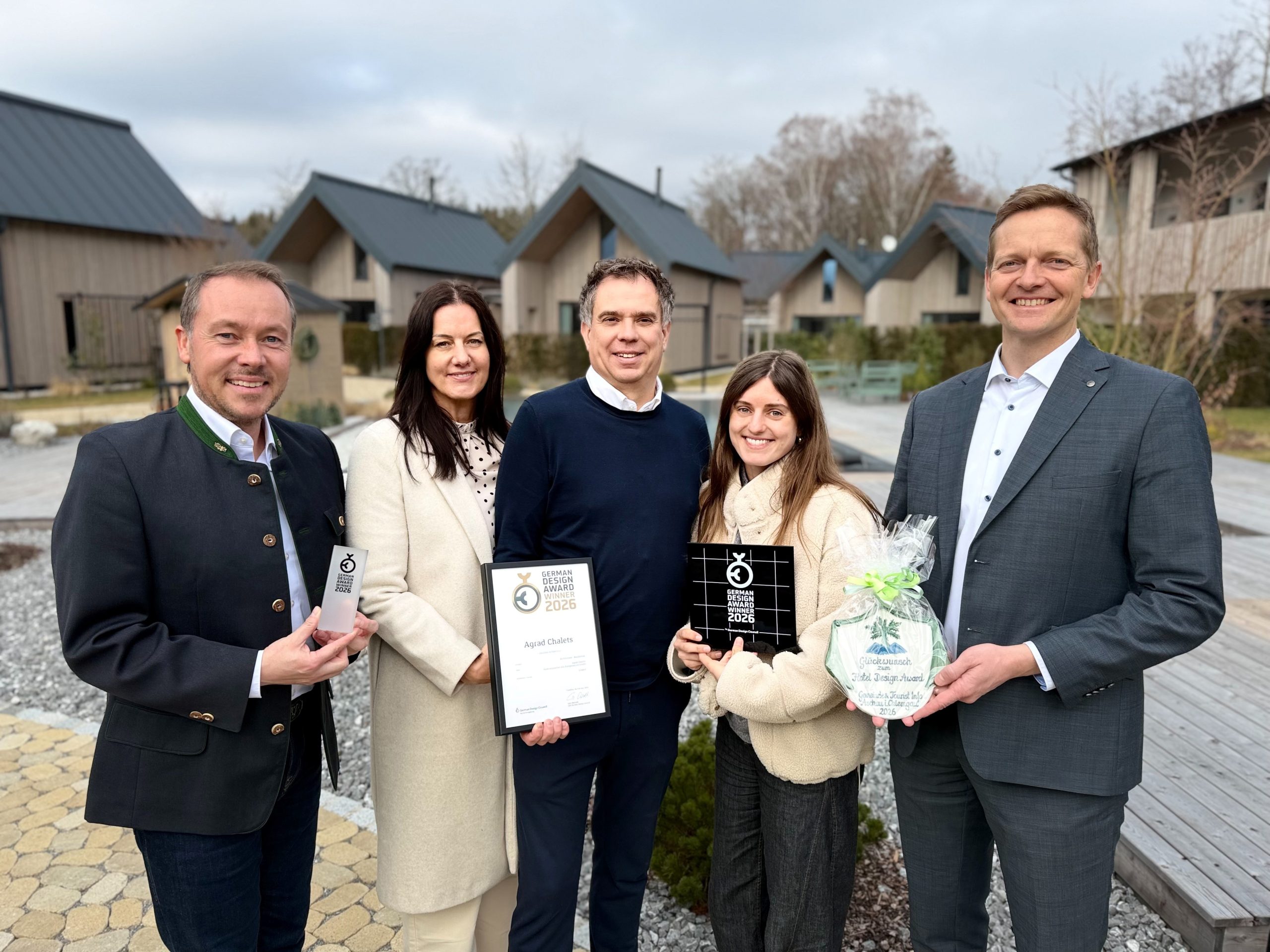 Agrad Chalet höchste Auszeichnnung 2026 Freude über die Auszeichnung mit dem German Design Award. Foto: re