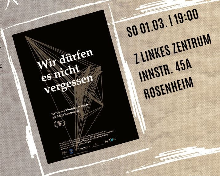 Antje Kosemund Flyer Plakat(web(1) Flyer Plakat. Foto: Copyright Geschichtswerkstatt Rosenheim