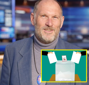 Bernhard Baron Boneberg. Foto Copyright BBB. Eingeblockt Zeichnung Urnengang: re