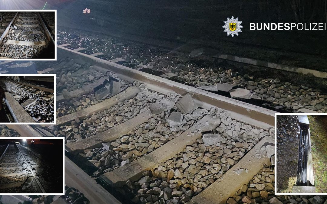 Gefährlicher Eingriff in den Bahnverkehr: S-Bahn überfährt Betonplatten