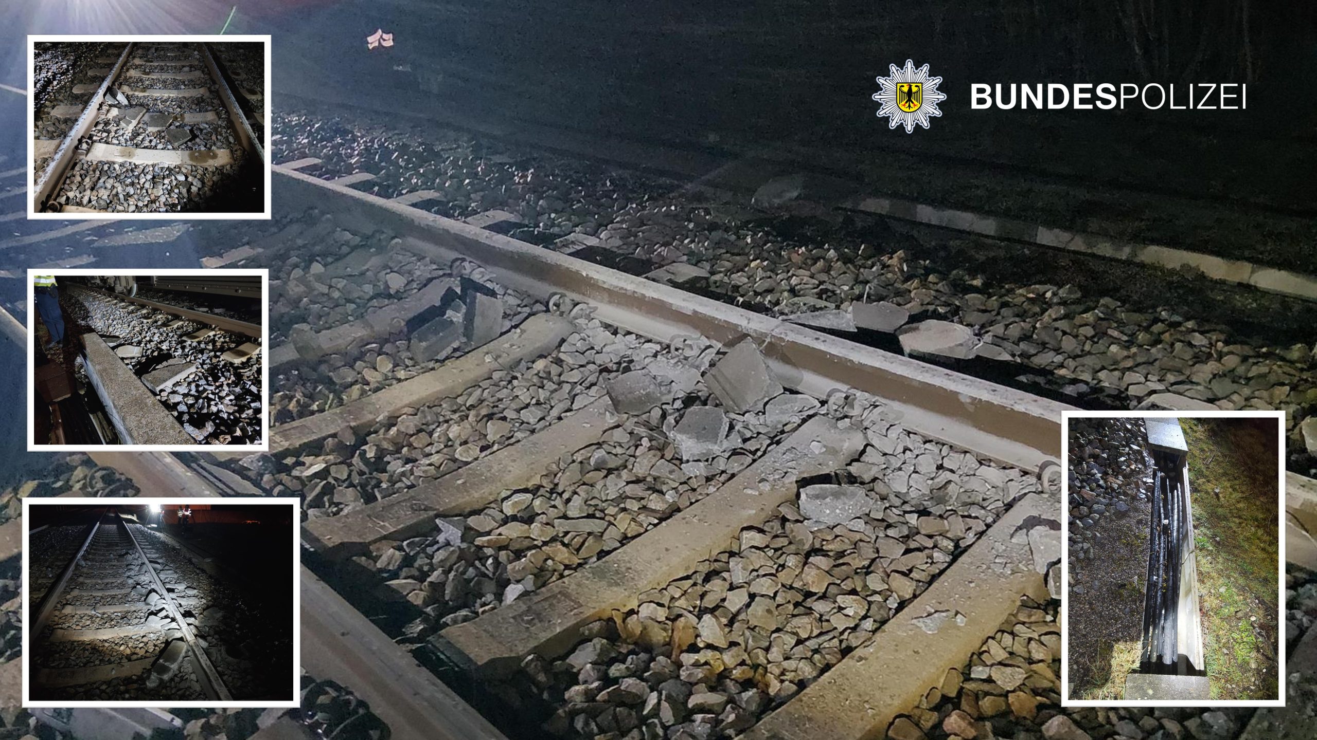 Bundespolizei Gefährlicher Eingriff in den Bahnverkehr in München. S-Bahn überfährt Betonplatten. Foto: Bundespolizei
