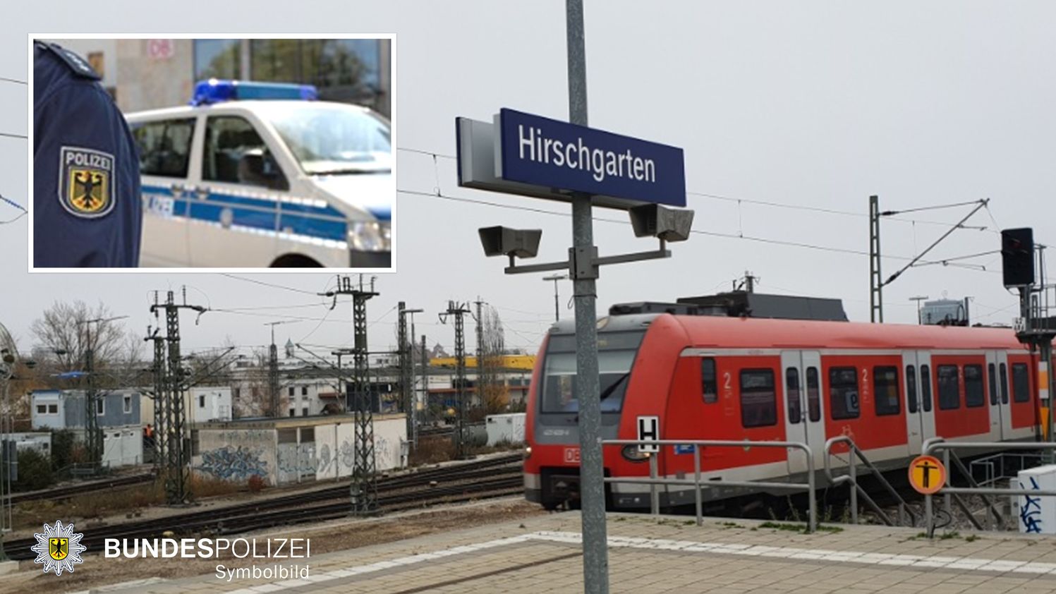 260326_KV_Hirschgarten (1) Erst wurde eine 64-jährige am S-Bahnhaltepunkt Hirschgarten in München in einer S-Bahn geschubst, dann, wie später auch Bundespolizisten, beleidigt und bespuckt. Foto: Copyright Bundespolizei