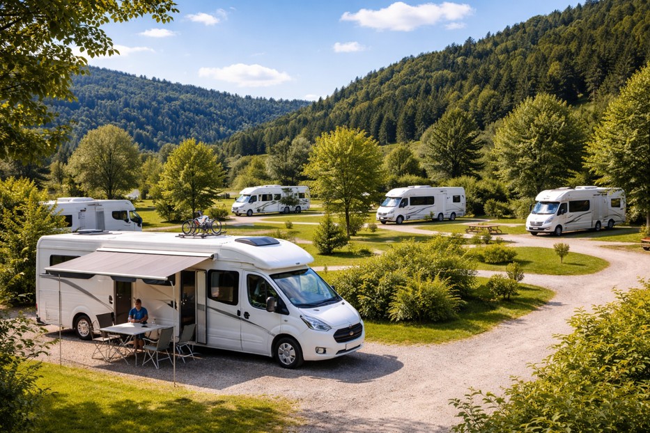 Wohnmobil-Stellplatz ai generiert Wohnmobil-Stellplatz ai generiert