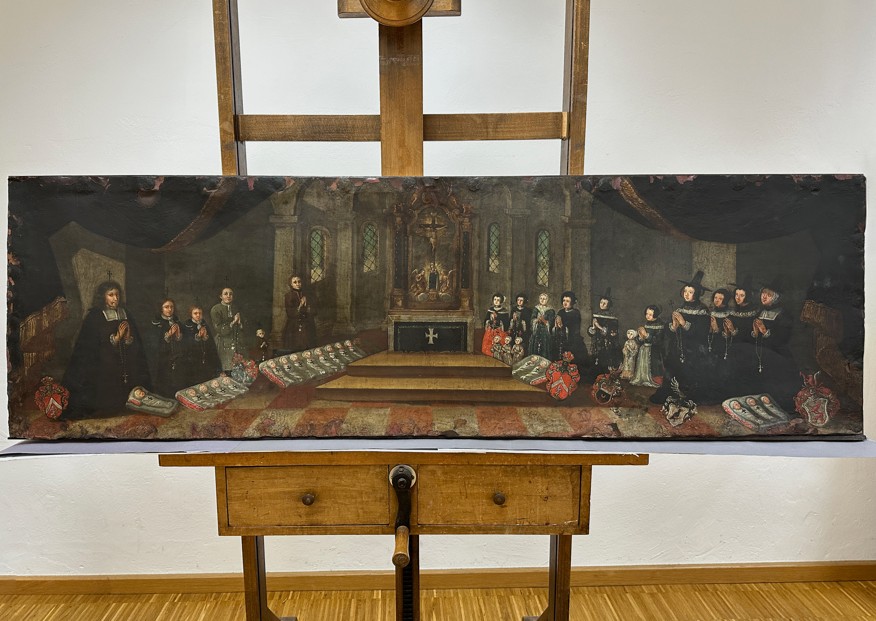ge Restaurierung Stifterbild für Pfarrkirche "Darstellung des Herrn" in Aschau im Chiemgau. Fotos: Copyright BLfD