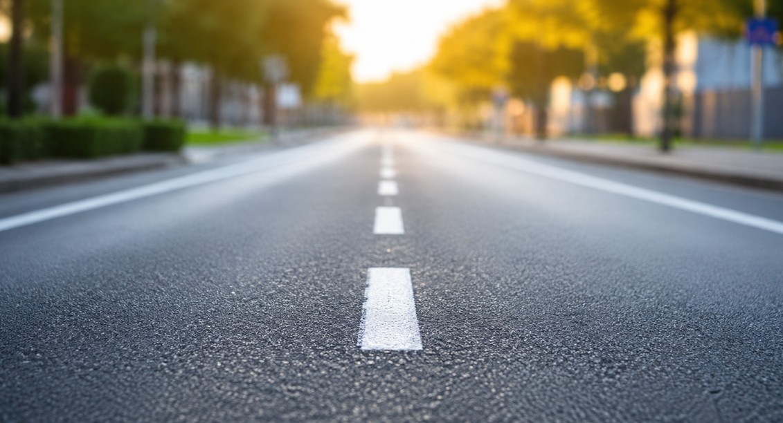 Straße Blick auf Straße. Symbolfoto ai generriert