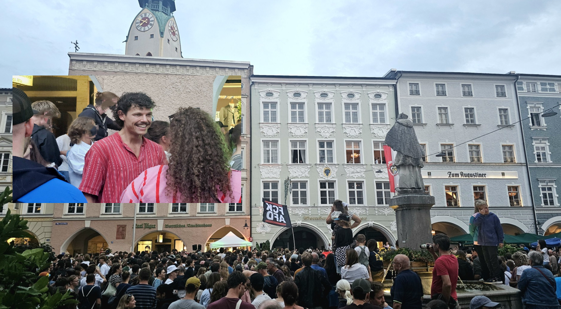 Haupt Spontanes Konzert von Kaffkiez auf dem Rosenheimer Max-Josefs-Platz Ende August 2ß26. Fotomontage: Copyright Josefa Staudhammer