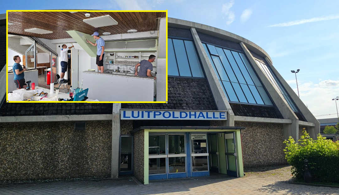 Handballer packen bei Arbeiten an Rosenheimer Luitpoldhalle mit an